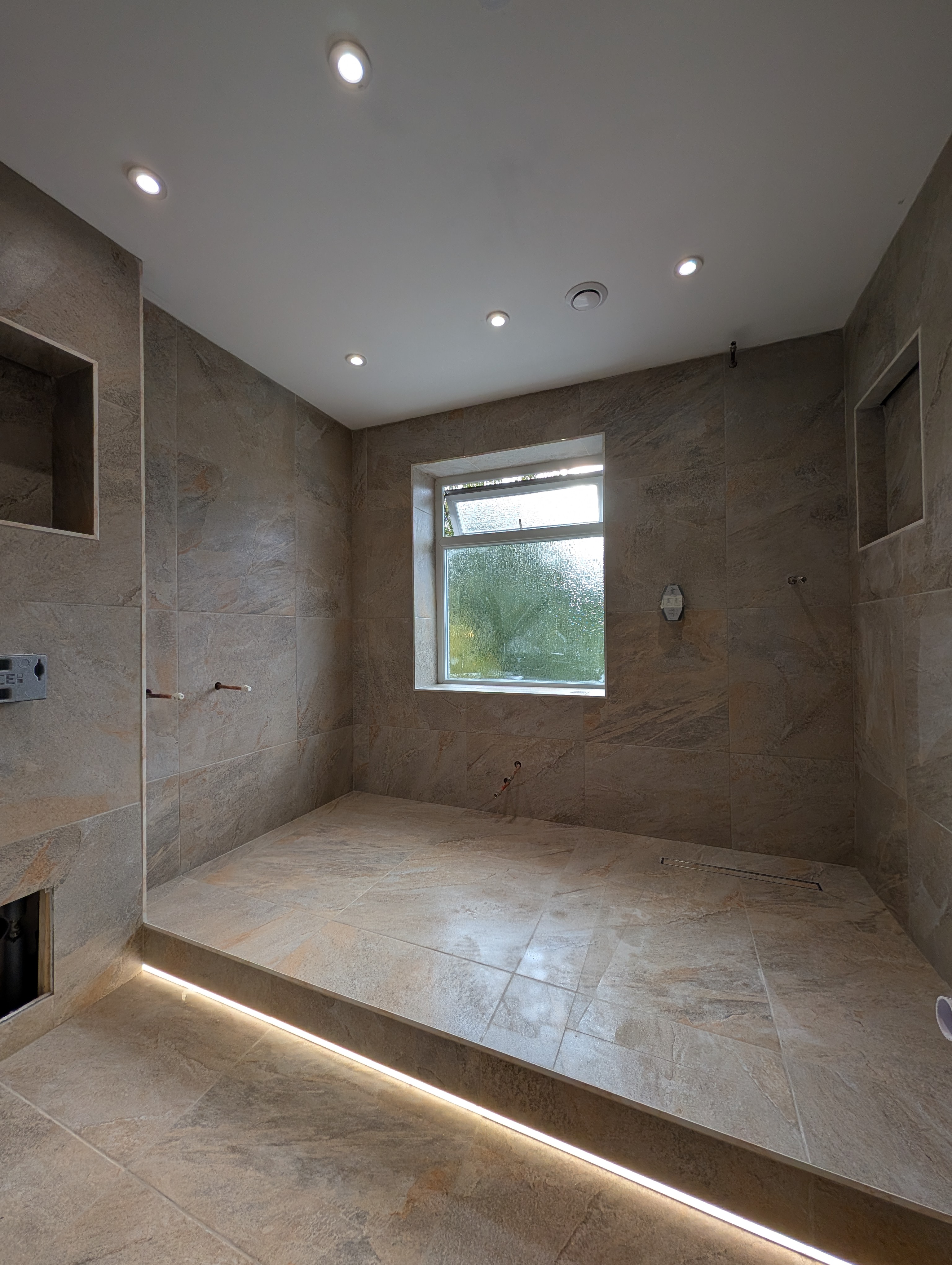 Professional tiling close up